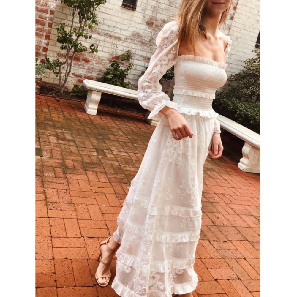V. Chapman Magnolia White Lace Maxi Dress - 4 - Picture 2 of 13